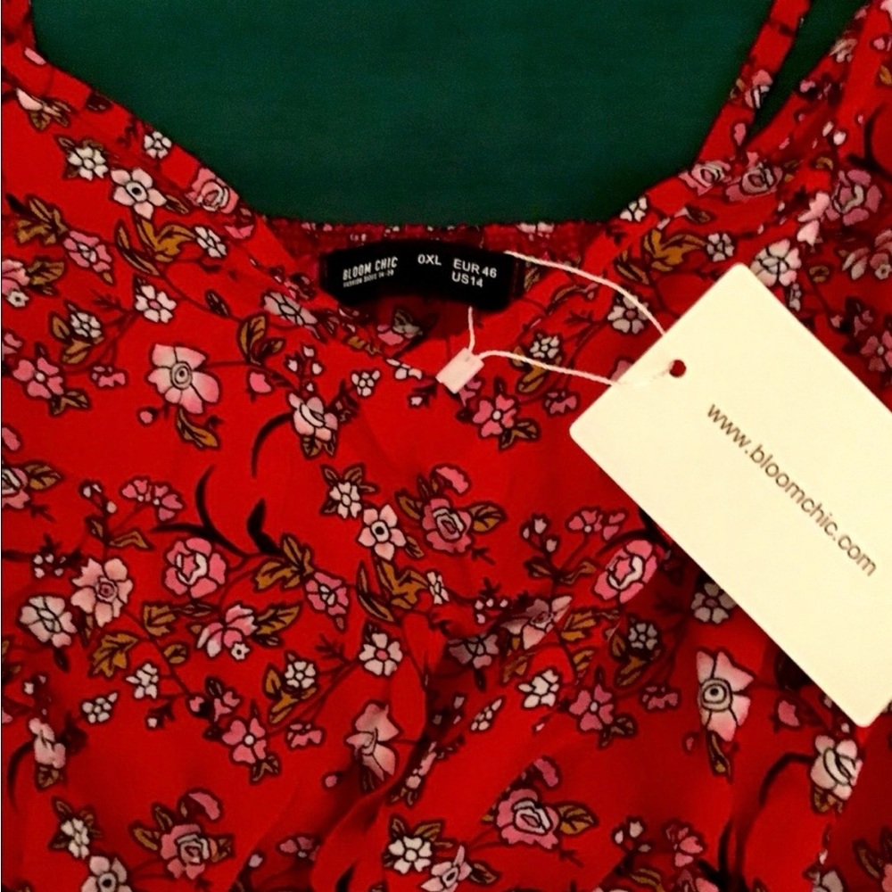 BloomChic Vibrant Red Floral Mini Dress - Picture 2 of 3
